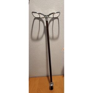 Vintage Walking‎ Cane Made in England Chair-Style Aluminum Handle Wood Shaft 50s